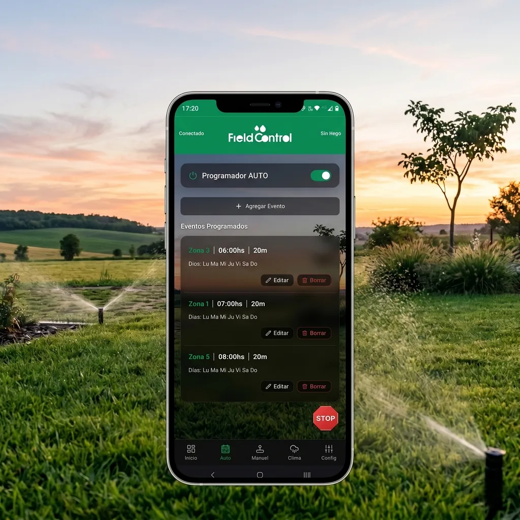 Programador de riego wifi automatizado - App FieldControl